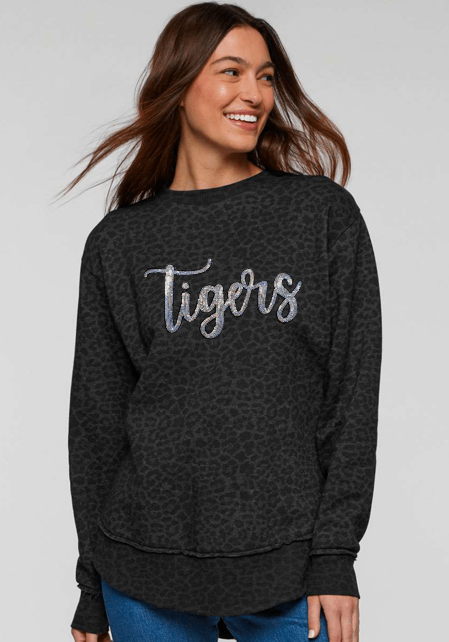 GAMEDAY SEQUIN PATCH LEOPARD FLEECE CREWNECK - ** PREORDER ** - CountryFide Custom Accessories and Outdoors