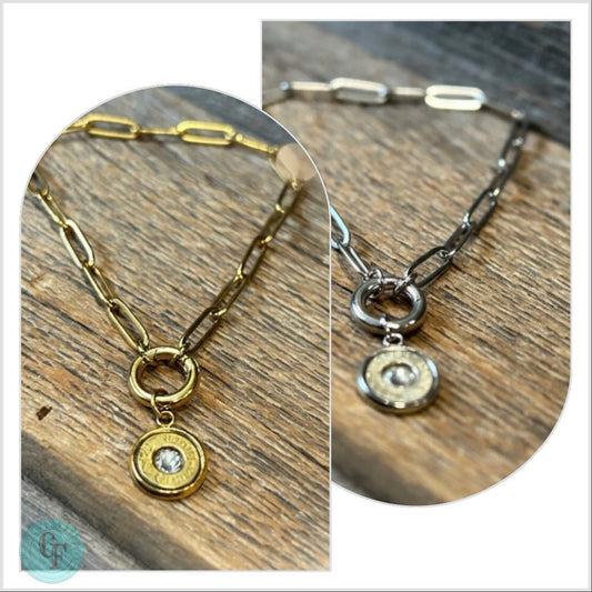 Gold Rush Single Shot Paperclip Bracelet - Silver and Gold - CountryFide Custom Accessories and Outdoors