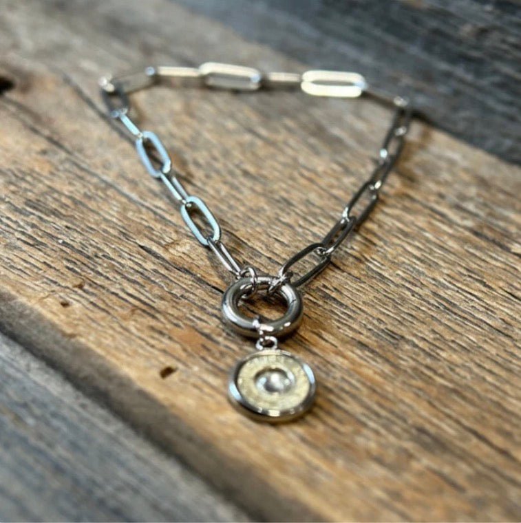 Gold Rush Single Shot Paperclip Bracelet - Silver and Gold - CountryFide Custom Accessories and Outdoors