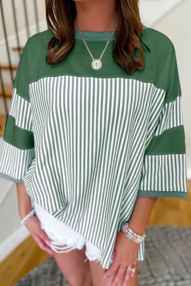 Green Stripe Relaxed Top - **PREORDER** - CountryFide Custom Accessories and Outdoors