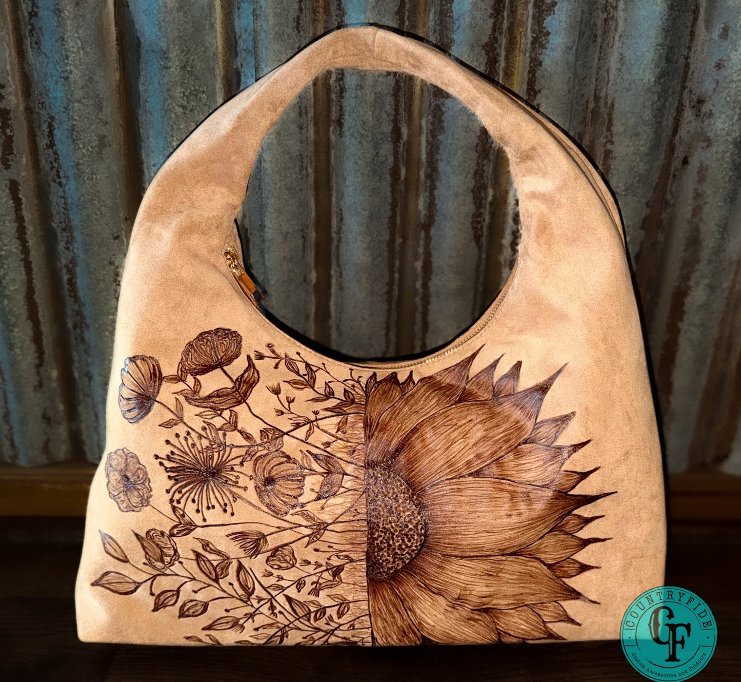 HANDBURN SUEDE SUNFLOWER HOBO PURSE - CountryFide Custom Accessories and Outdoors