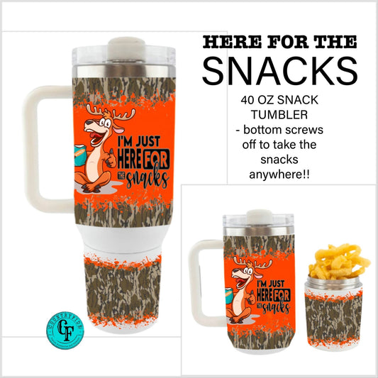 HERE FOR THE SNACKS - Snack Tumbler Bottom 40oz - CountryFide Custom Accessories and Outdoors