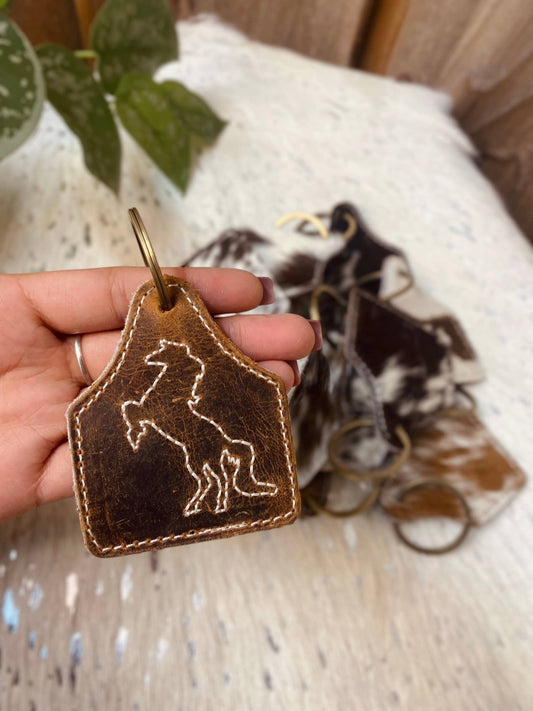  Horse Vintage Cowhide & Leather Keychain  - CountryFide Custom Accessories and Outdoors