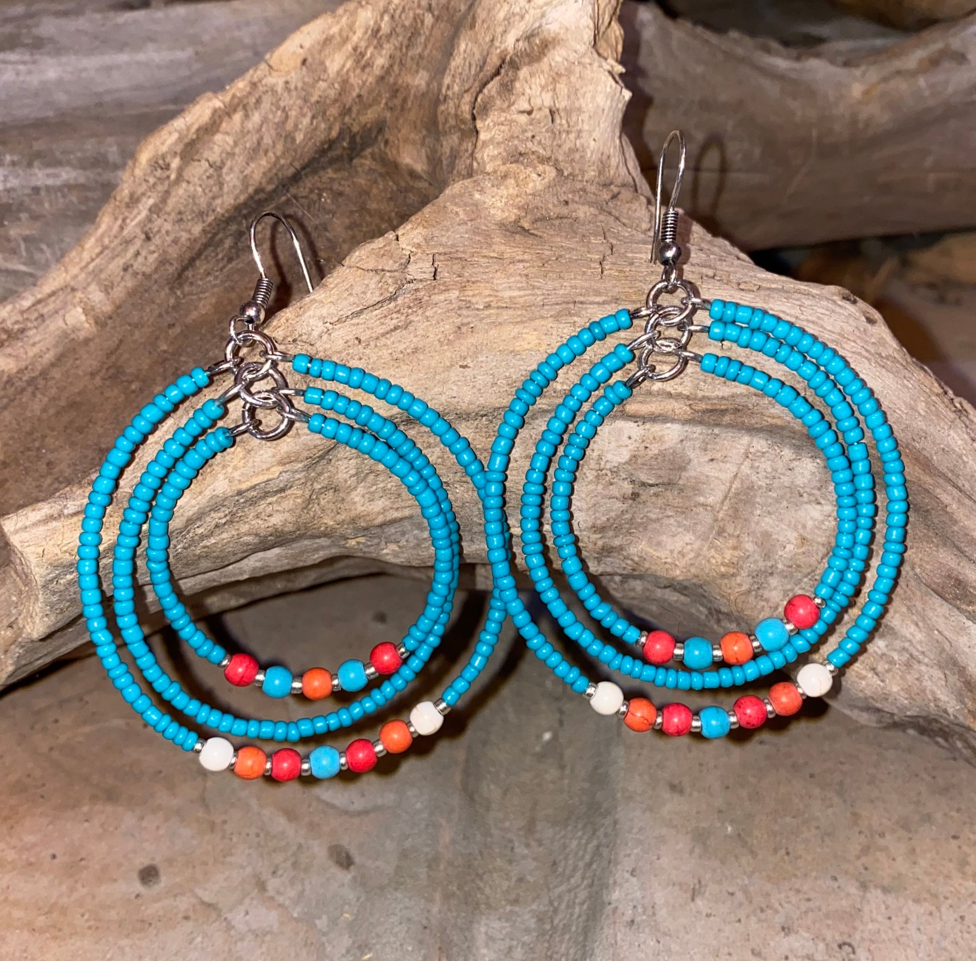 THREE HOOP TURQUOISE AND CORAL BEADS - CountryFide Custom Accessories and Outdoors