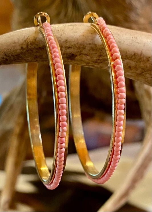 JESSICA GOLD AND BEADED HOOPS - CountryFide Custom Accessories and Outdoors