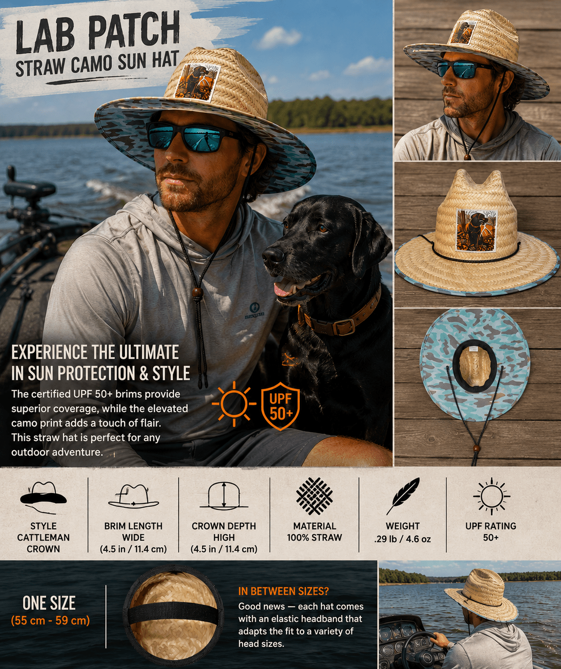 LAB PATCH STRAW CAMO SUN HAT - CountryFide Custom Accessories and Outdoors