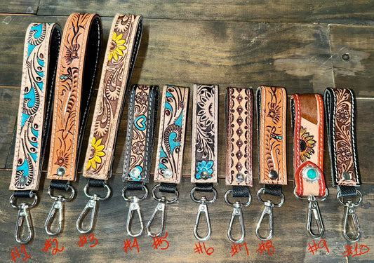 LEATHER TOOLED WRISTLET KEYCHAINS - CountryFide Custom Accessories and Outdoors