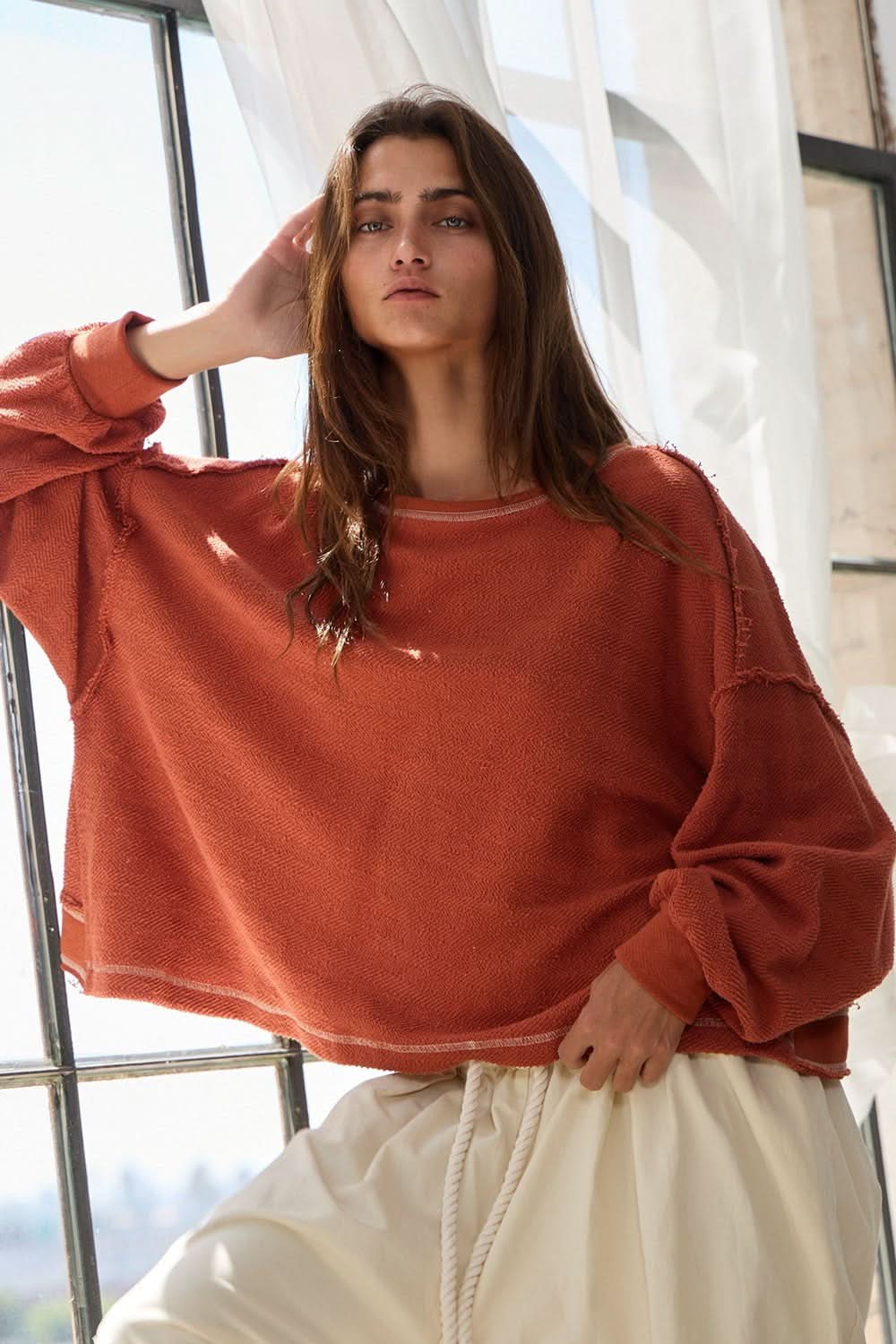 LIBBY RUST OPEN BACK LONG SLEEVE TOP - CountryFide Custom Accessories and Outdoors