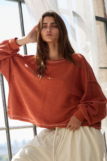 LIBBY RUST OPEN BACK LONG SLEEVE TOP - CountryFide Custom Accessories and Outdoors