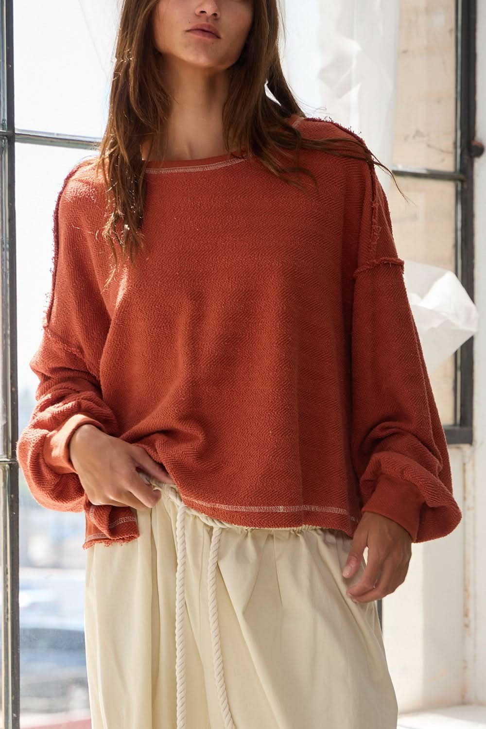 LIBBY RUST OPEN BACK LONG SLEEVE TOP - CountryFide Custom Accessories and Outdoors