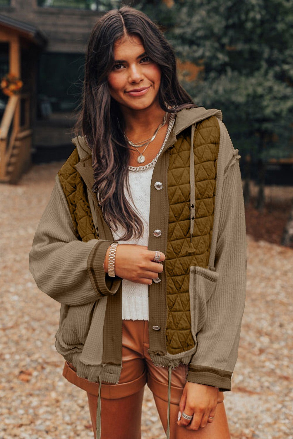 LOOSE FIT GREEN TEXTURED HOODED JACKET - CountryFide Custom Accessories and Outdoors