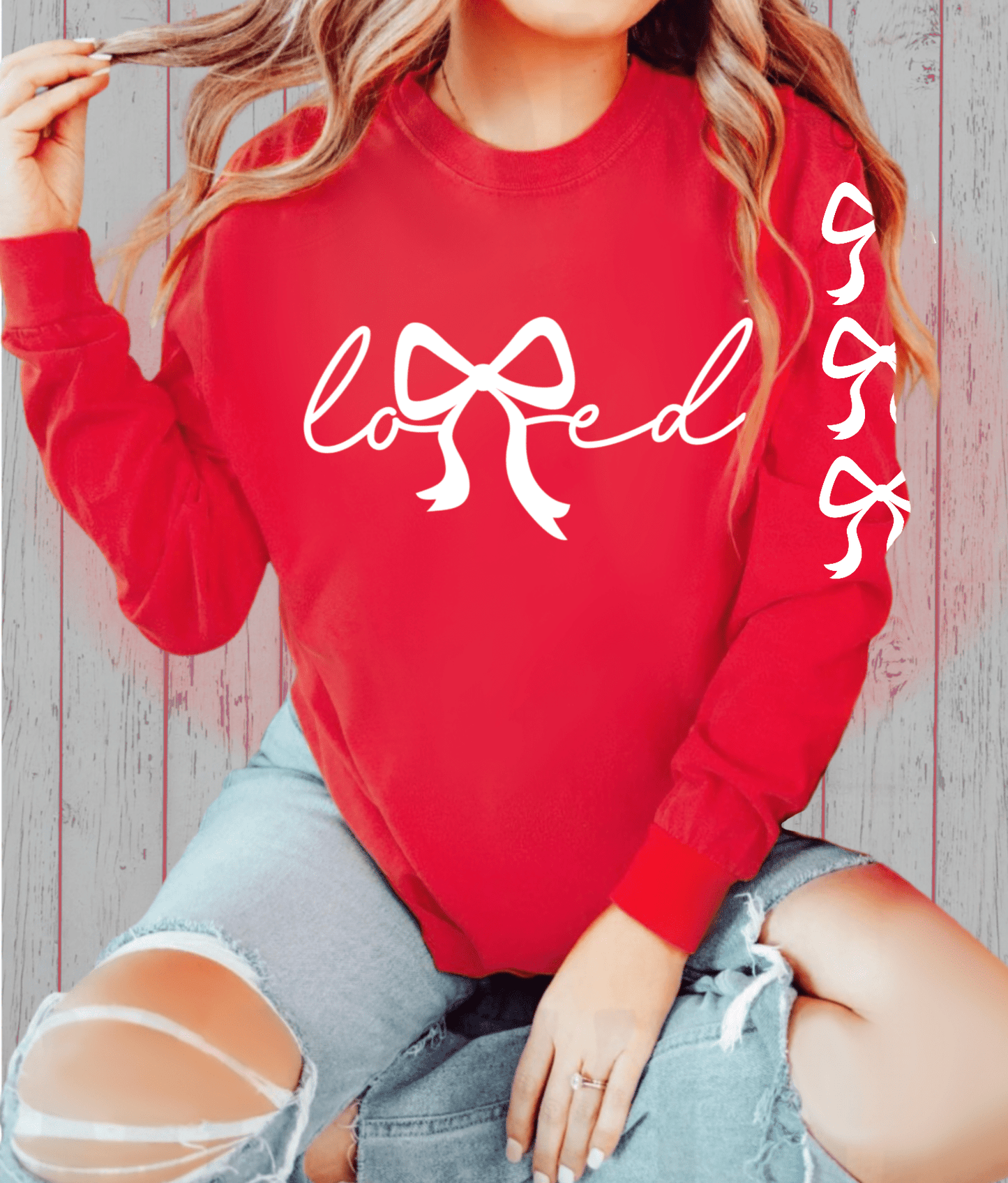 LOVED WITH BOW SLEEVE TEE - CountryFide Custom Accessories and Outdoors