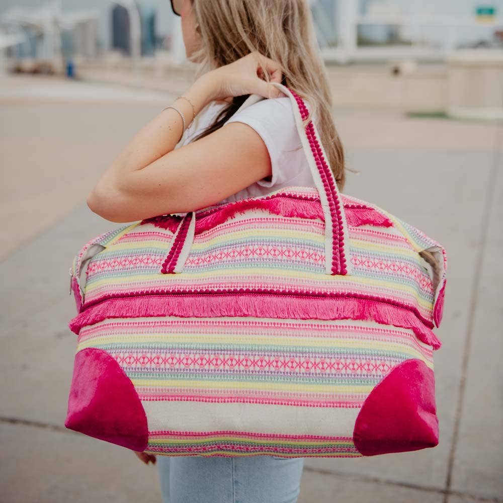 MAGENTA FRILLED MULTICOLORED WHOLESALE WEEKENDER DUFFEL BAG - CountryFide Custom Accessories and Outdoors