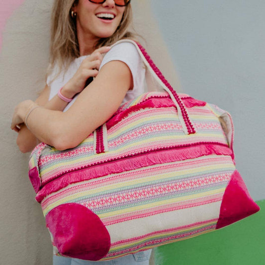 MAGENTA FRILLED MULTICOLORED WHOLESALE WEEKENDER DUFFEL BAG - CountryFide Custom Accessories and Outdoors