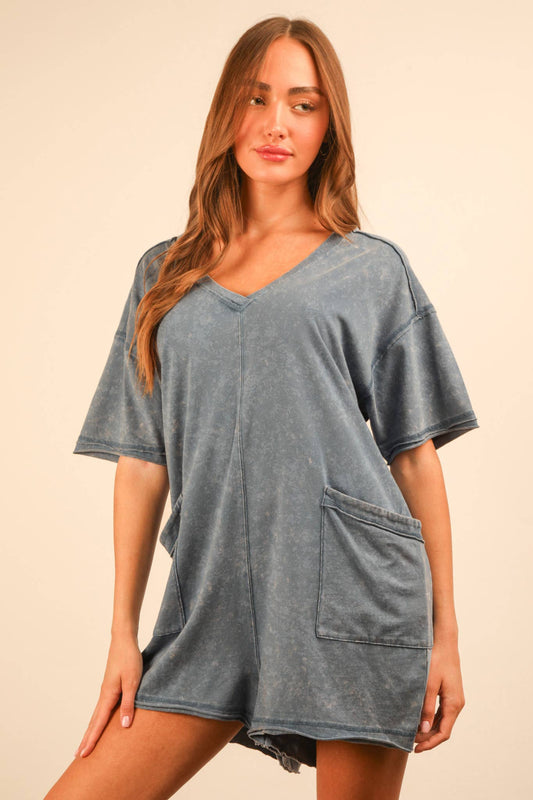Mineral Washed Oversized Casual Knit Romper - CountryFide Custom Accessories and Outdoors
