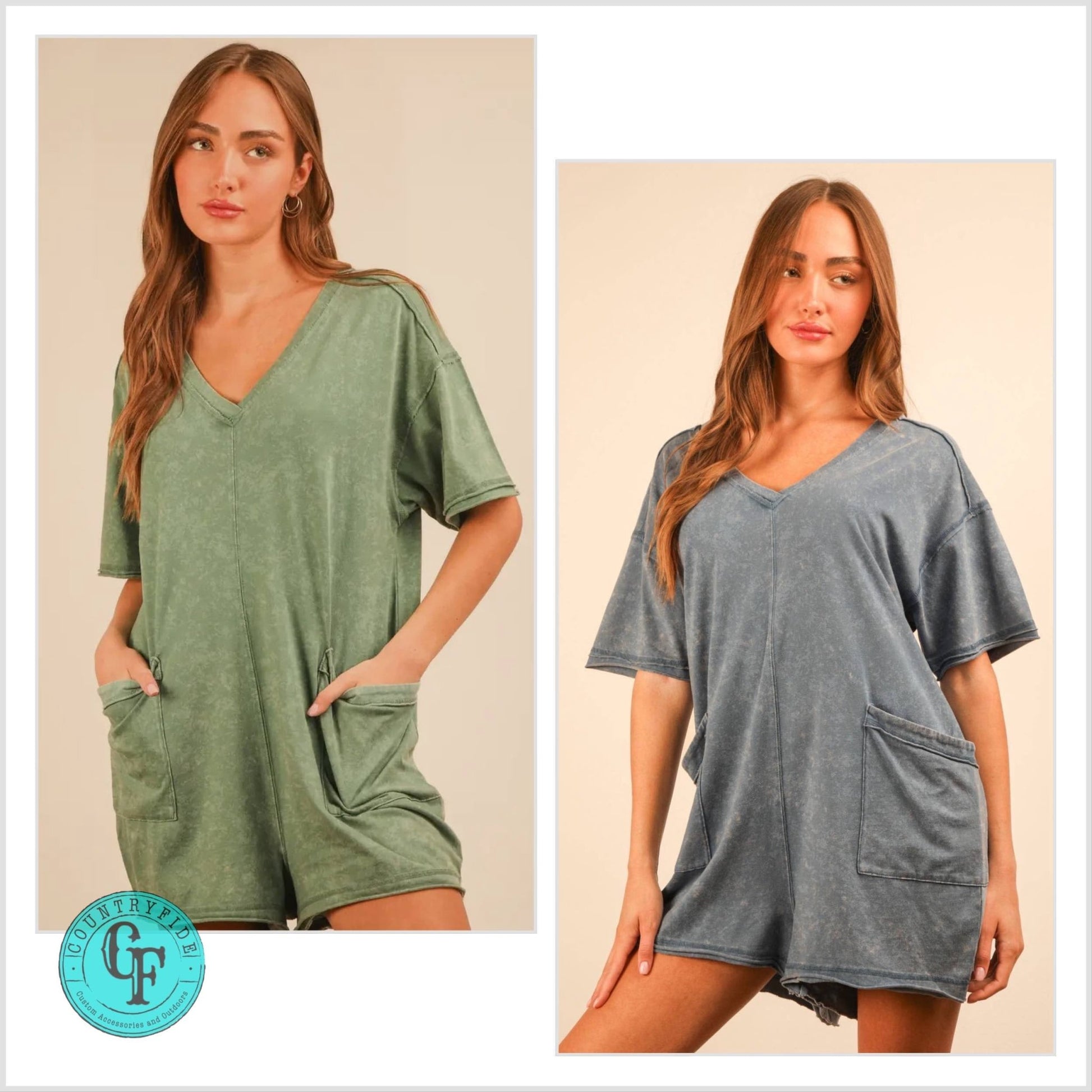 Mineral Washed Oversized Casual Knit Romper - CountryFide Custom Accessories and Outdoors