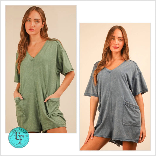 Mineral Washed Oversized Casual Knit Romper - CountryFide Custom Accessories and Outdoors