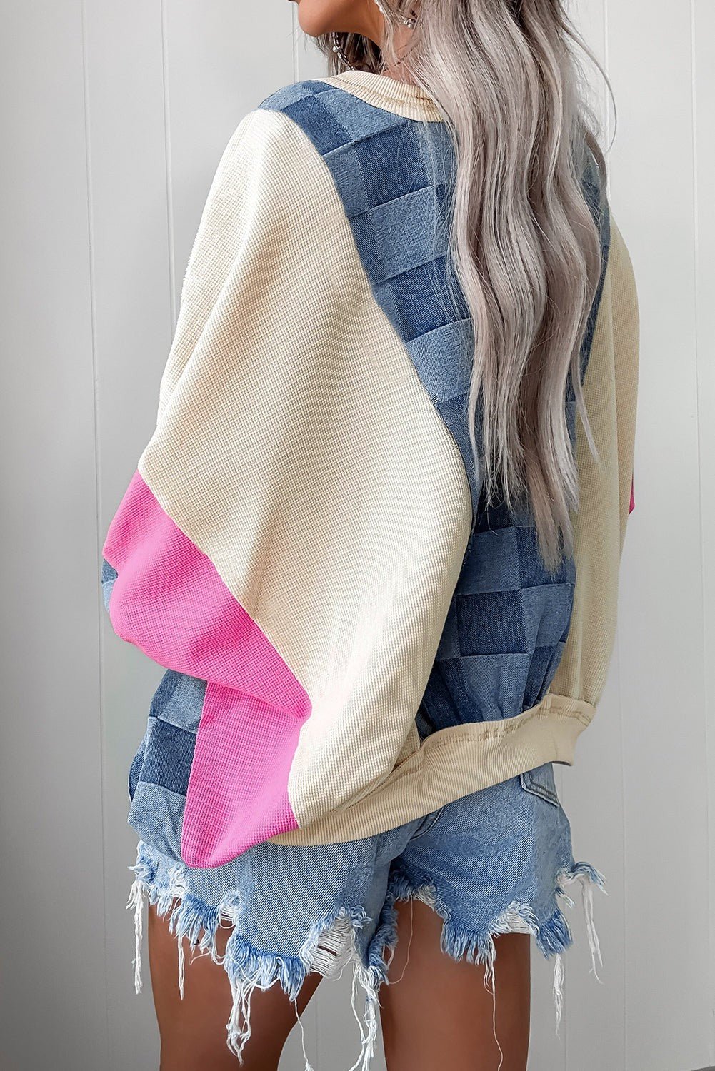 Oversized Checkered Patchwork Casual Sweatshirt - CountryFide Custom Accessories and Outdoors