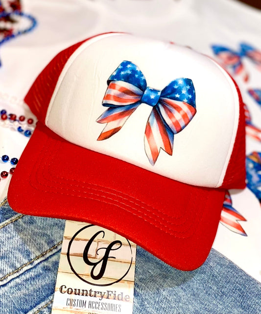 PATRIOTIC BOOTS AND BOWS CAP - CountryFide Custom Accessories and Outdoors
