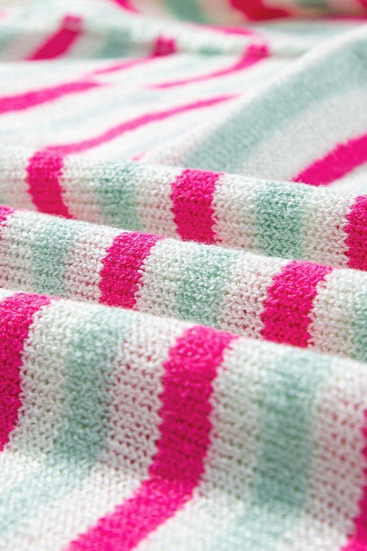 PINK STRIPE OVERSIZED LIGHTWEIGHT SWEATER - CountryFide Custom Accessories and Outdoors