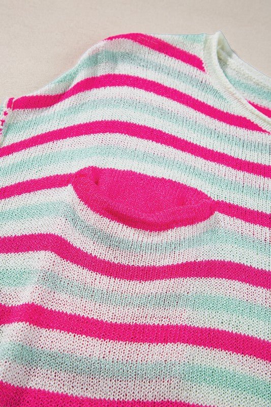 PINK STRIPE OVERSIZED LIGHTWEIGHT SWEATER - CountryFide Custom Accessories and Outdoors