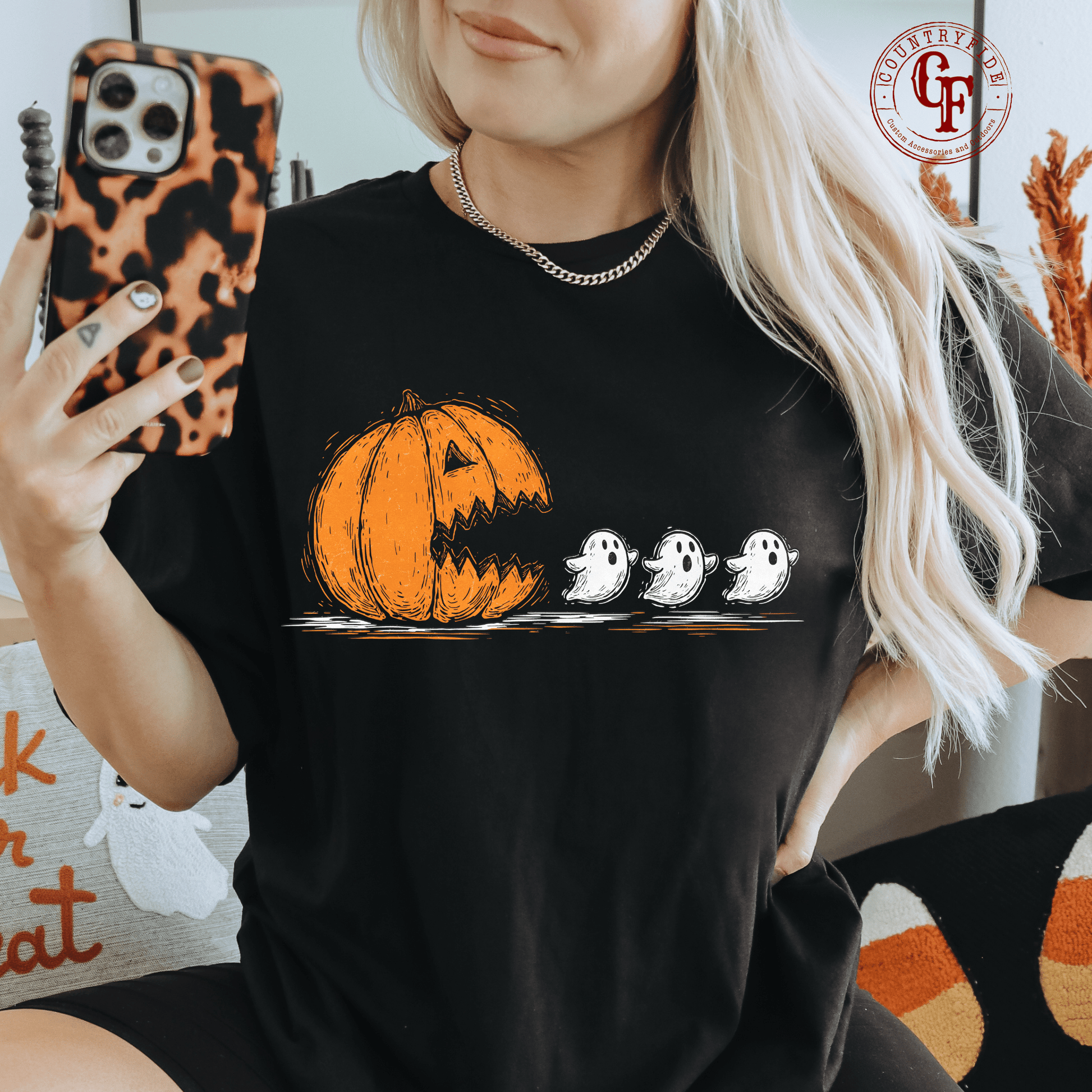 PUMPKIN CHOMPIN' GHOST TEE - CountryFide Custom Accessories and Outdoors