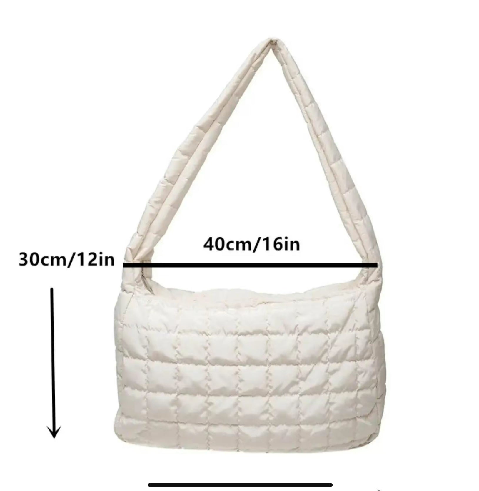 Quilted Puffer Shoulder Tote Bag - WHITE - CountryFide Custom Accessories and Outdoors