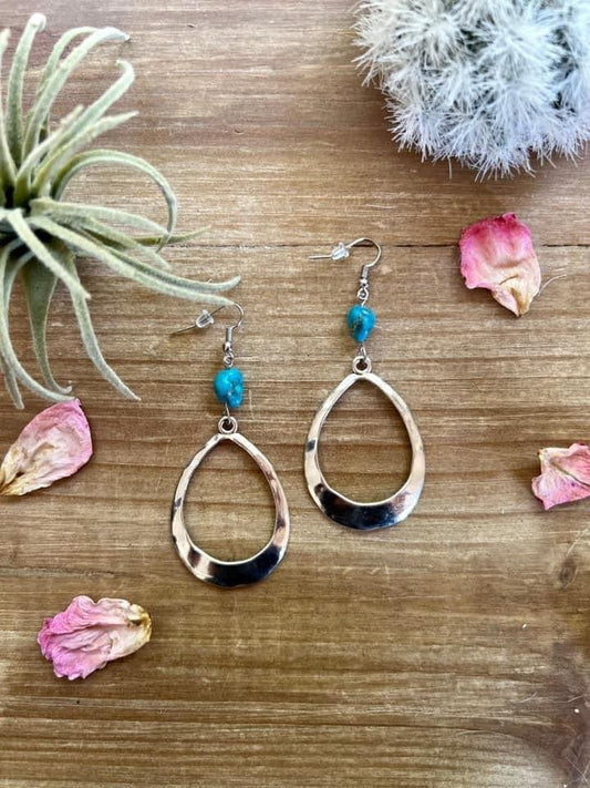 Real Turquoise Dangle Earrings Teardrop - CountryFide Custom Accessories and Outdoors