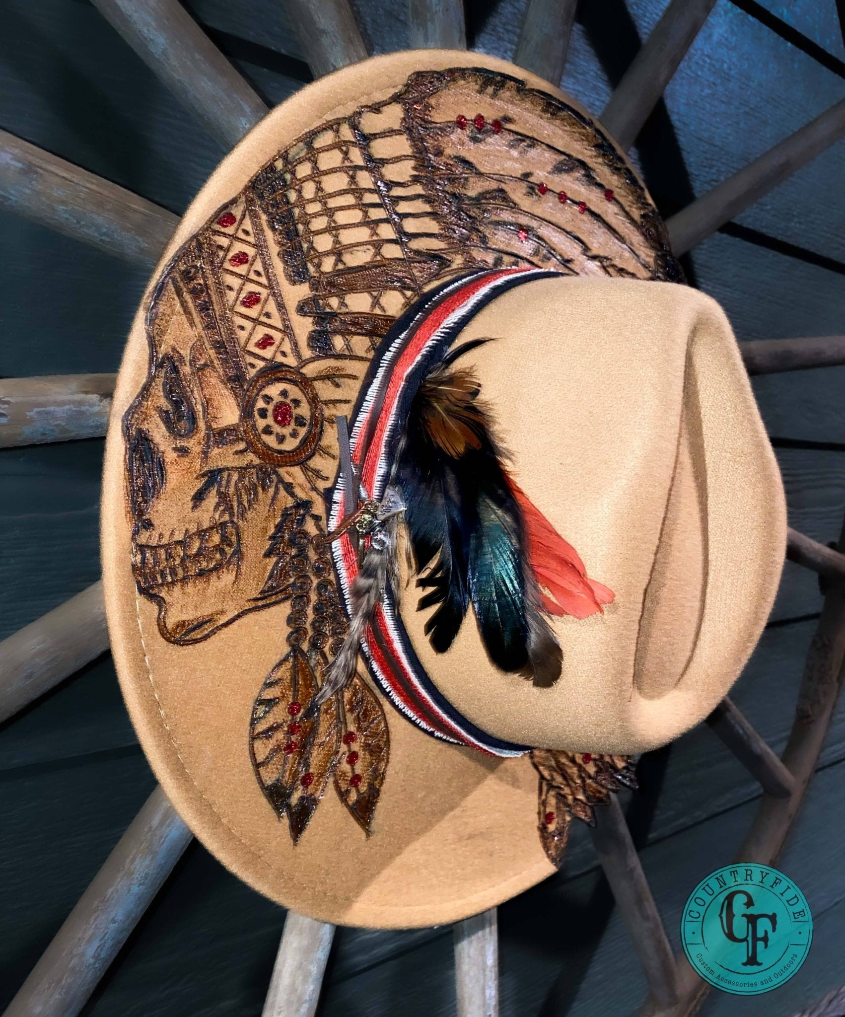 RED FEATHER INDIAN FEDORA - CountryFide Custom Accessories and Outdoors