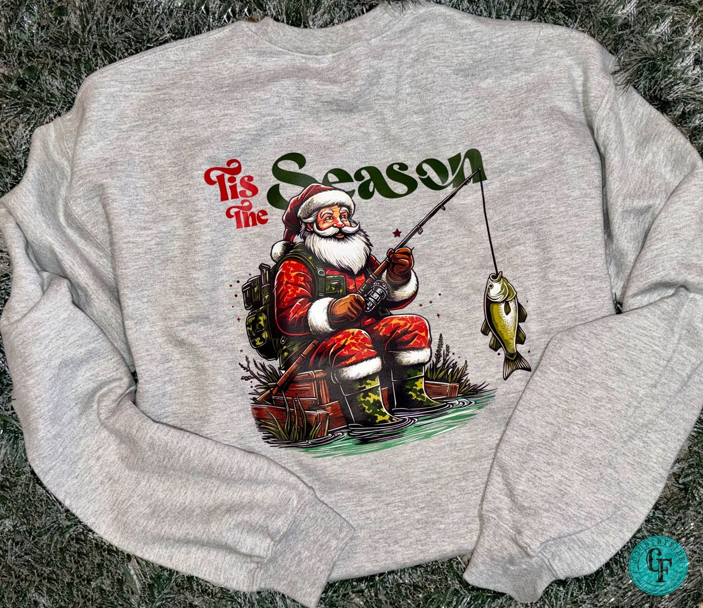 SANTA FISHING SWEATSHIRT - CountryFide Custom Accessories and Outdoors