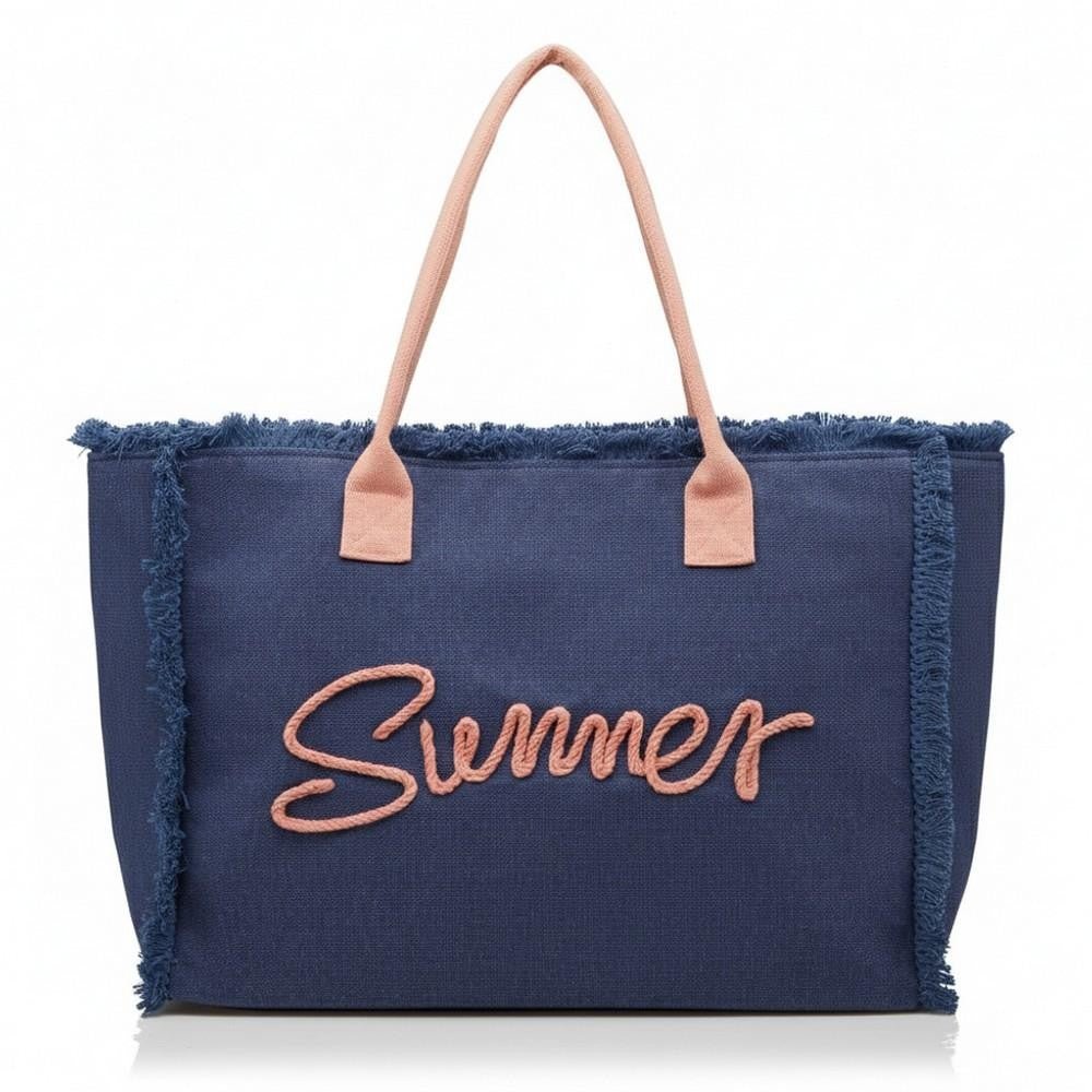 Sewn Rope 'Summer' Letter Fringed Canvas Tote Bags - CountryFide Custom Accessories and Outdoors