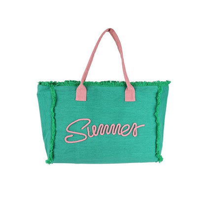 Sewn Rope 'Summer' Letter Fringed Canvas Tote Bags - CountryFide Custom Accessories and Outdoors