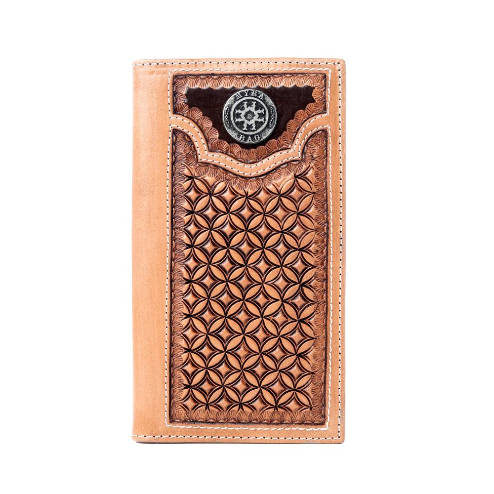 Starweave Dusk Handtooled Leather Wallet For Men In Aged Sienna - CountryFide Custom Accessories and Outdoors