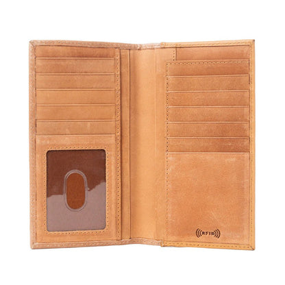 Starweave Dusk Handtooled Leather Wallet For Men In Aged Sienna - CountryFide Custom Accessories and Outdoors
