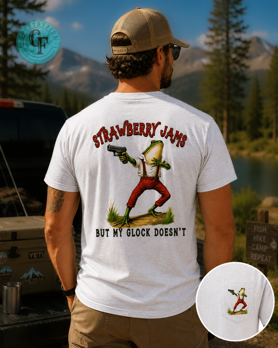 STRAWBERRY JAMS POCKET TEE - CountryFide Custom Accessories and Outdoors