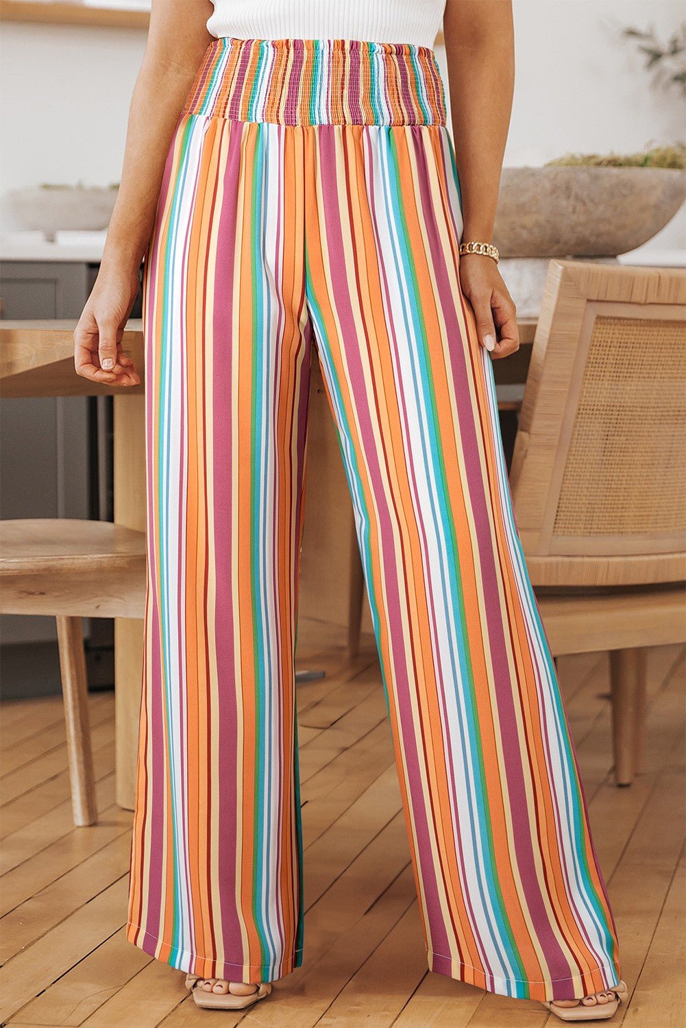 Stripe Smocked Waist Pants - CountryFide Custom Accessories and Outdoors