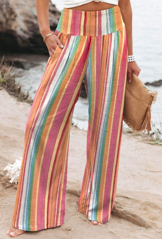 Stripe Smocked Waist Pants - CountryFide Custom Accessories and Outdoors