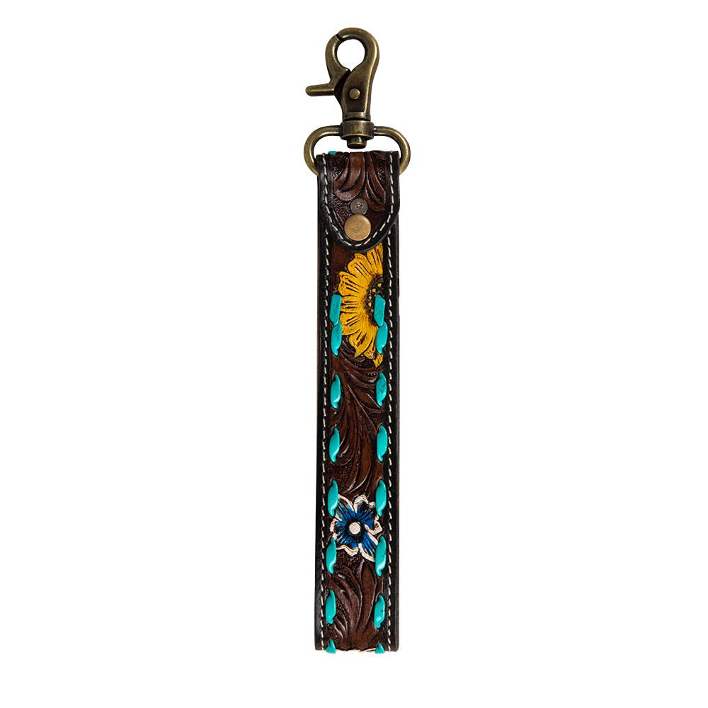 Sunflower Sunrise Hand-Tooled Key Fob - CountryFide Custom Accessories and Outdoors