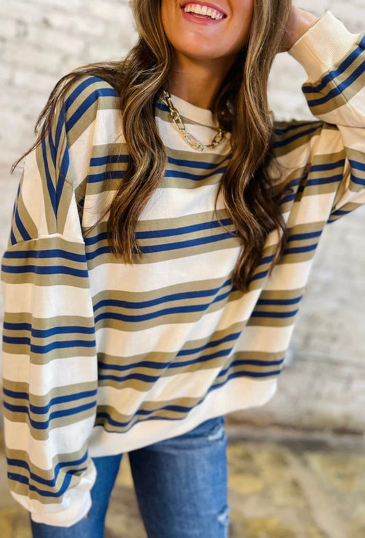 Terry Stripe Oversized Sweatshirt - CountryFide Custom Accessories and Outdoors