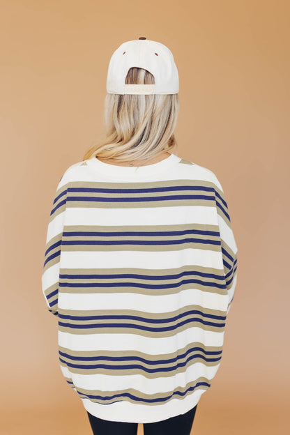 Terry Stripe Oversized Sweatshirt - CountryFide Custom Accessories and Outdoors