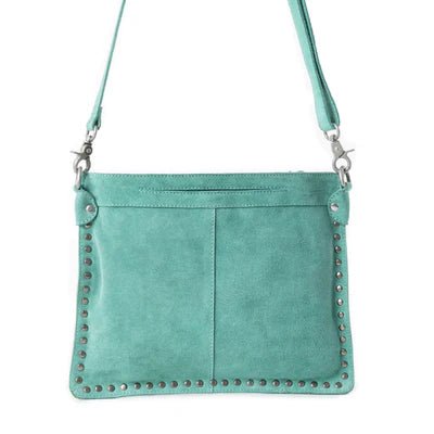 Texas Rose Western Embroidered Leather Bag In Turquoise - CountryFide Custom Accessories and Outdoors