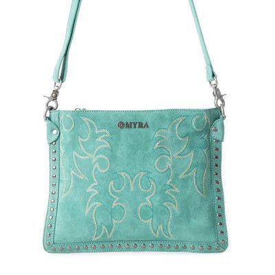 Texas Rose Western Embroidered Leather Bag In Turquoise - CountryFide Custom Accessories and Outdoors