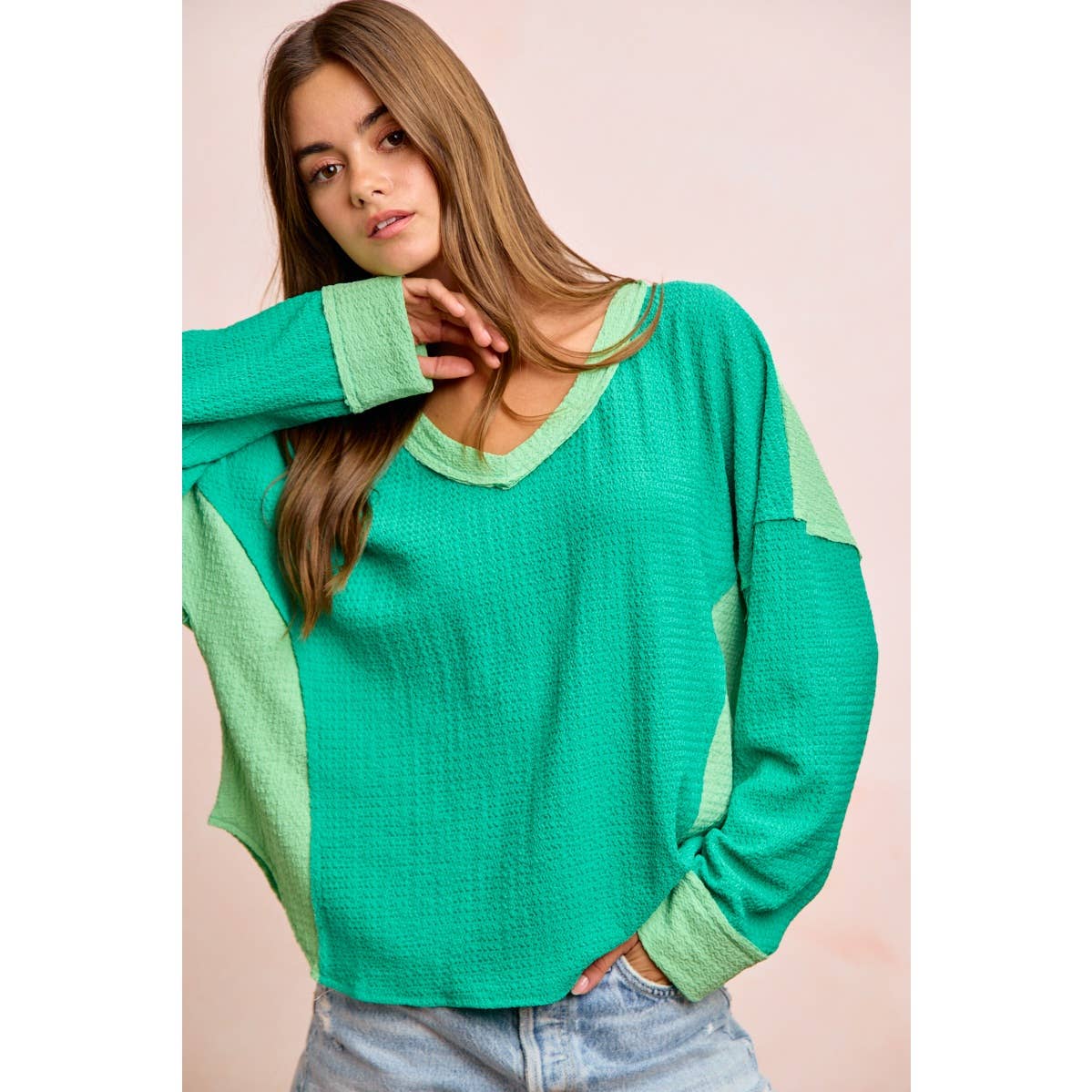 TEXTURED JERSEY COLOR BLOCK TOP WITH CUT EDGE - CountryFide Custom Accessories and Outdoors