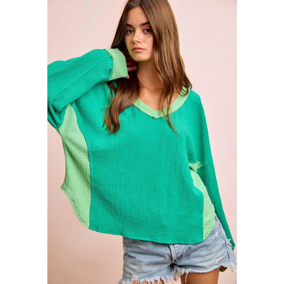 TEXTURED JERSEY COLOR BLOCK TOP WITH CUT EDGE - CountryFide Custom Accessories and Outdoors