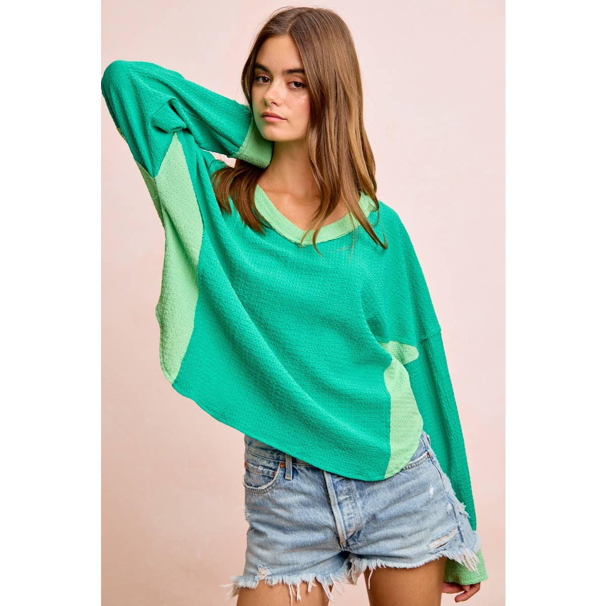TEXTURED JERSEY COLOR BLOCK TOP WITH CUT EDGE - CountryFide Custom Accessories and Outdoors