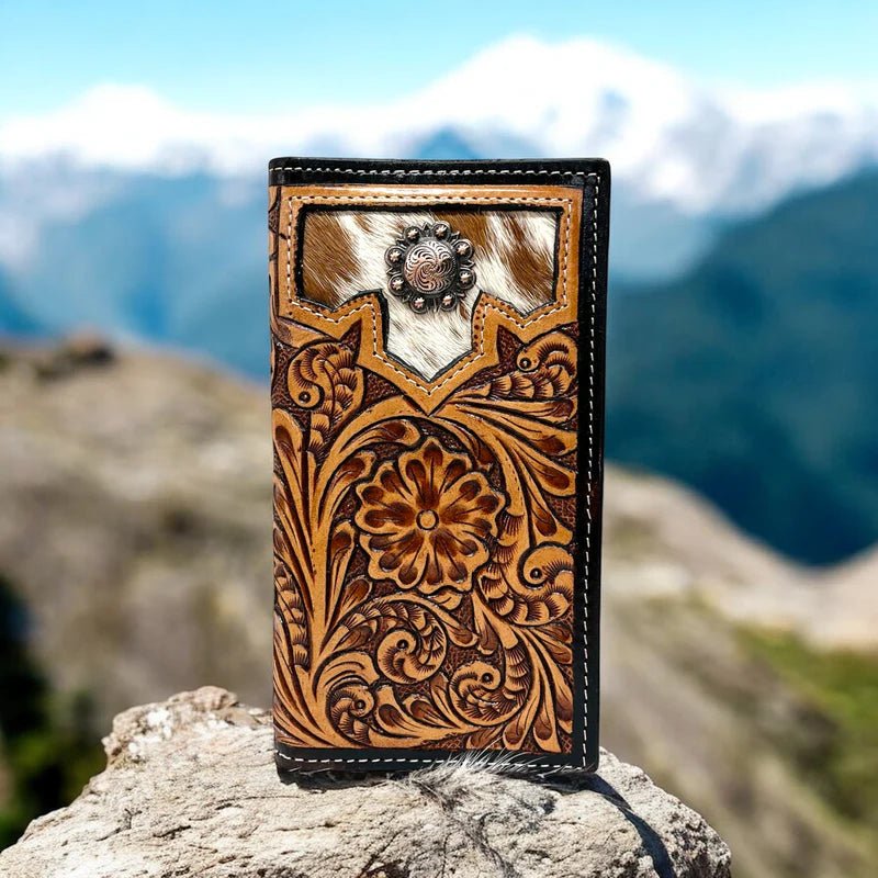 TOOLED LEATHER & COWHIDE MEN’S WALLET - CountryFide Custom Accessories and Outdoors