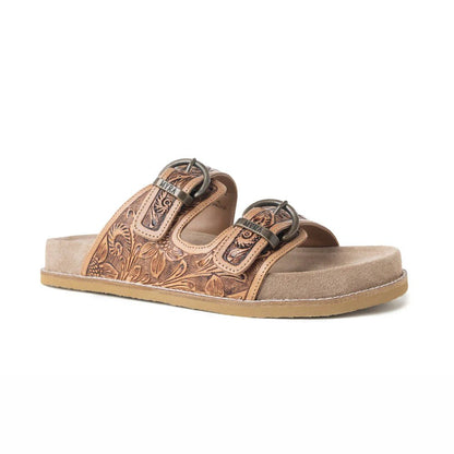 Tooled Leather Slide On Sandals - PREORDER - CountryFide Custom Accessories and Outdoors