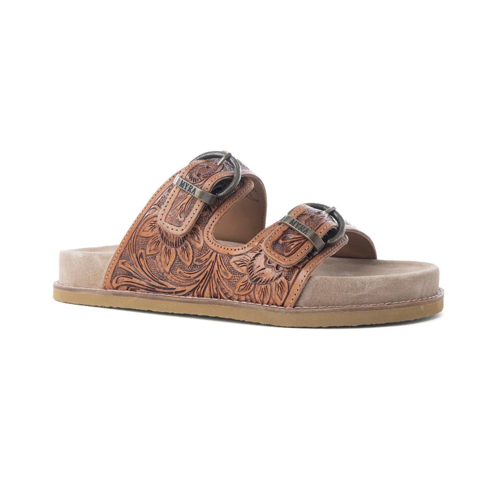 Tooled Leather Slide On Sandals - PREORDER - CountryFide Custom Accessories and Outdoors