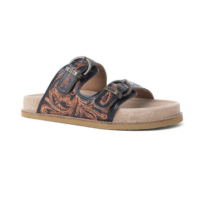 Tooled Leather Slide On Sandals - PREORDER - CountryFide Custom Accessories and Outdoors