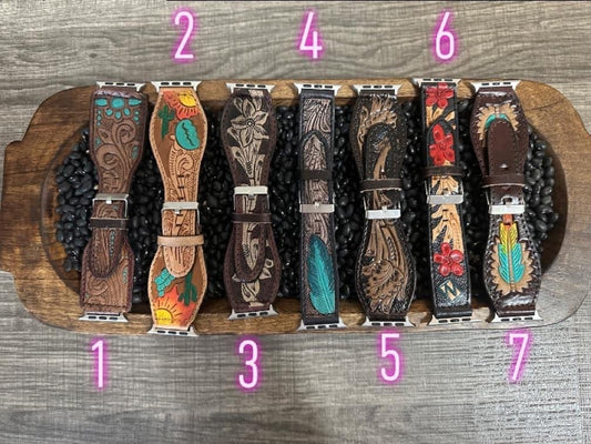 TOOLED LEATHER WESTERN APPLE WATCH BANDS - CountryFide Custom Accessories and Outdoors